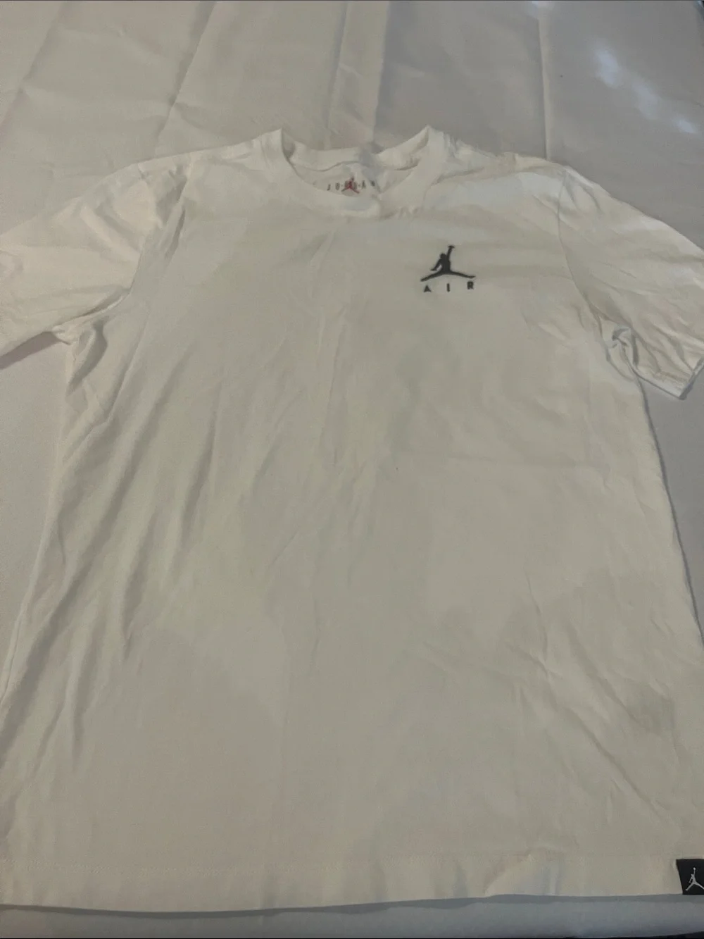Jordan White Crewneck Tee with Black Jumpman Logo